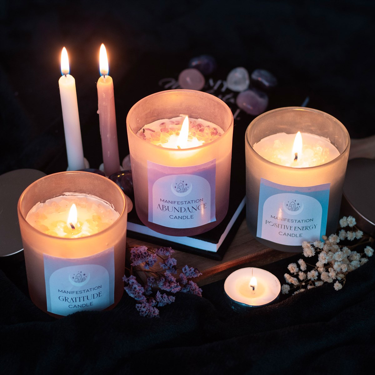 crystal chip candles