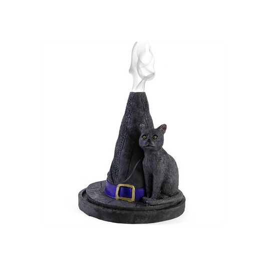 Witch Hat With Cat Incense Cone Holder
