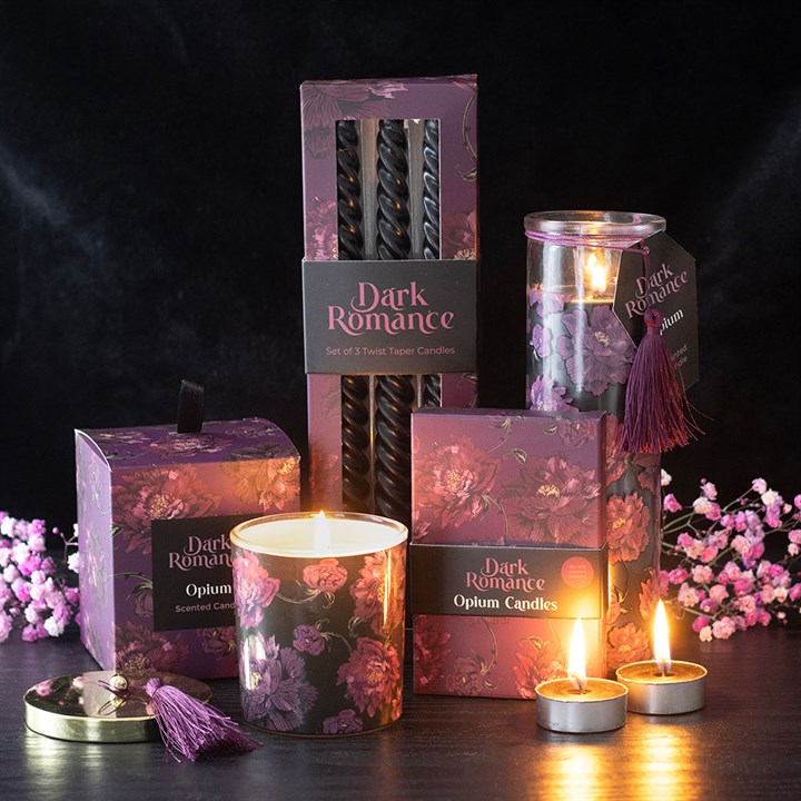 Set of 3 Dark Romance Twist Taper Candles