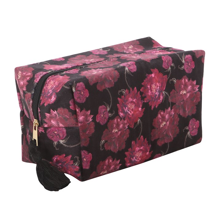 Dark Romance Floral Print Makeup Bag